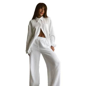 Cotton Long Sleeved Long Pants Pajamas Two-Piece Set