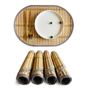 Elliptical Edged Bamboo Woven Table Mat