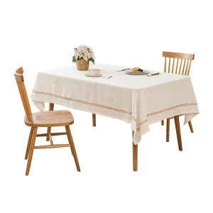 Rice White Rectangular Linen Tablecloth