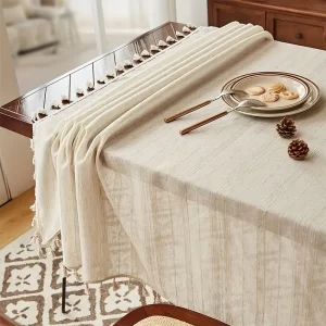 Striped Linen Minimalist Tablecloth