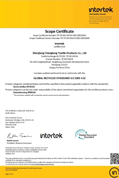 SC-GRS-Certificate 4.0-Zhenjiang Chenglong Textile Products Co., Ltd-00_page-0001_WH_700x1020px